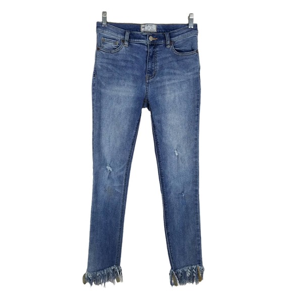 Free People Raw Fringe Hem Skinny Jeans Size 27 - Picture 1 of 10